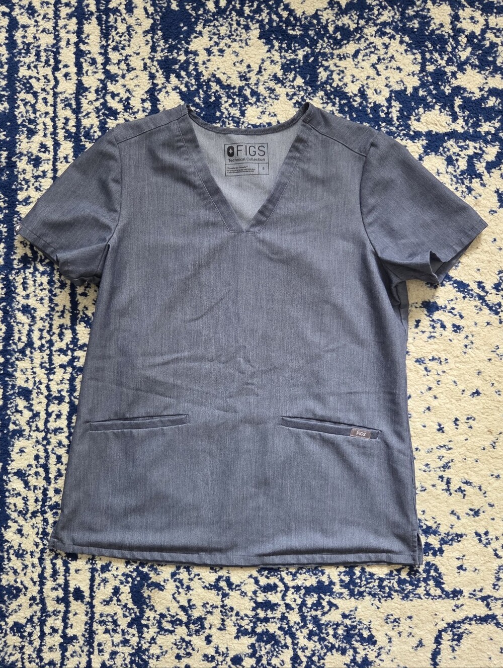 FIGS Heathered Slate Gray V-neck Scrub Top